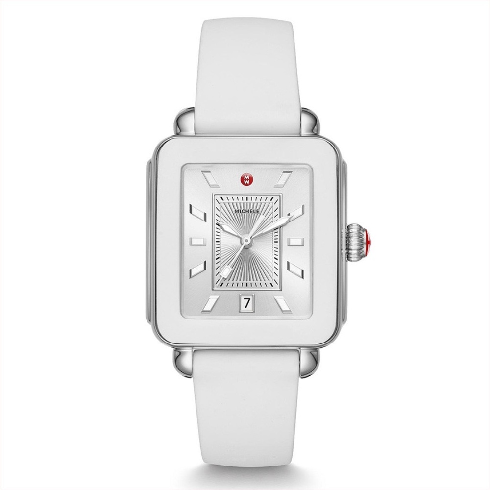 Michele Deco Sport Stainless Steel White Silicone Watch